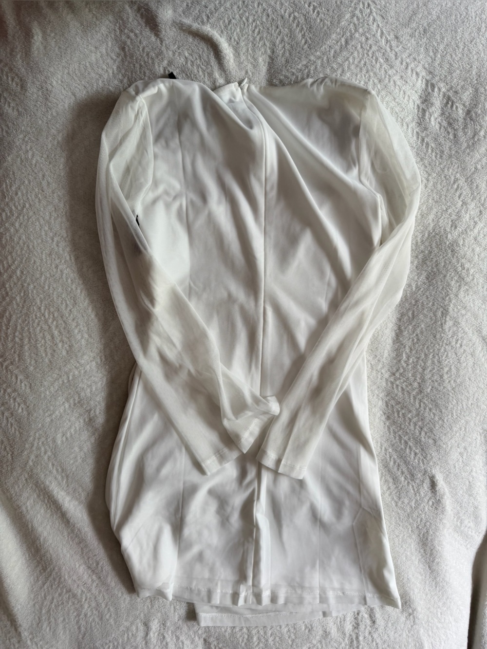 Princess Polly Martinez Long Sleeve White Mesh Overlay Mini Dress - US 4 - Picture 5 of 6